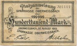 Oberweißbach (heute: Schwarzatal) - Sparkasse - 20.8.1923 - 100000 Mark 