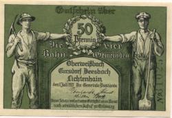 Oberweißbach, Cursdorf, Deesbach und Lichtenhain (heute: Schwarzatal) - Gemeinden - 1.7.1921 - 50 Pfennig