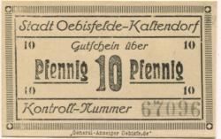 Oebisfelde-Kaltendorf - Stadt - -- - 10 Pfennig