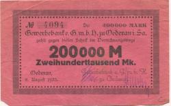 Oederan - Gewerbebank eGmbH - 8.8.1923 - 200000 Mark
