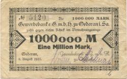 Oederan - Gewerbebank eGmbH - 8.8.1923 - 1 Million Mark