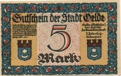 Oelde - Stadt - 1.7.1921 - 5 Mark