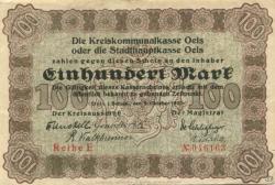 Oels (heute: PL-Olesnica) - Kreis und Stadt - 5.10.1922 - 100 Mark