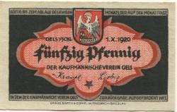 Oels (heute: PL-Olesnica) - Kaufmännischer Verein - 1.10.1920 - 50 Pfennig