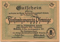 Oelsnitz - Amtshauptmannschaft - 6.5.1917 - 31.12.1918 - 25 Pfennig