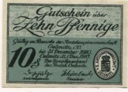 Oelsnitz - Amtshauptmannschaft - 1.12.1918 - 31.12.1920 - 10 Pfennig