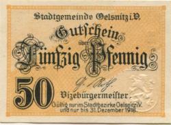 Oelsnitz - Stadt - - 31.12.1918 - 50 Pfennig