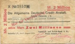 Oelsnitz - Commerz- und Privat-Bank AG, Filiale Oelsnitz - 1.8.1923 - 2 Millionen Mark