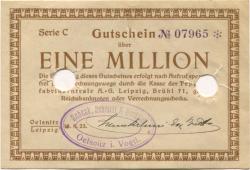 Oelsnitz und Leipzig - Schenk, Schmidt & Beuttler - 18.8.1923 - 1 Million Mark