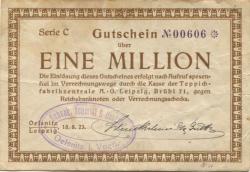 Oelsnitz und Leipzig - Schenk, Schmidt & Beuttler - 18.8.1923 - 1 Million Mark