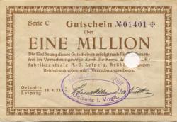 Oelsnitz und Leipzig - Schenk, Schmidt & Beuttler - 18.8.1923 - 1 Million Mark