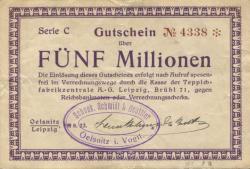 Oelsnitz und Leipzig - Schenk, Schmidt & Beuttler - 18.8.1923 - 5 Millionen Mark