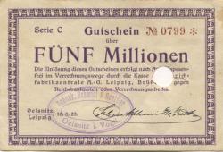 Oelsnitz und Leipzig - Schenk, Schmidt & Beuttler - 18.8.1923 - 5 Millionen Mark