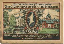 Oeynhausen (Bad) - Klütsch, W., Fürstenhof, Westkorso - - 1.10.1922 - 1 Mark