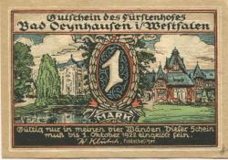 Oeynhausen (Bad) - Klütsch, W., Fürstenhof, Westkorso - - 1.10.1922 - 1 Mark