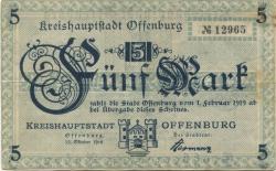 Offenburg - Stadt - 22.10.1918 - 1.2.1919 - 5 Mark