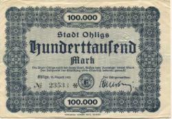 Ohligs (heute: Solingen) - Stadt - 15.8.1923 - 100000 Mark