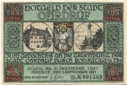 Ohrdruf - Stadt - 1.9.1921 - 31.12.1921 - 50 Pfennig 