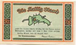 Oland (Hallig) (heute: Langeneß) - Gemeinde - 22.8.1921 - 1.5.1922 - 50 Pfennig