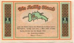Oland (Hallig) (heute: Langeneß) - Gemeinde - 22.8.1921 - 1.5.1922 - 1 Mark