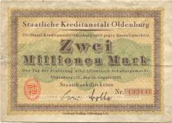 Oldenburg - Staatsbank - 16.8.1923 - 2 Millionen Mark