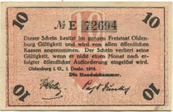 Oldenburg - Handelskammer, Moslestr. 4 - 1.12.1918 - 10 Pfennig 