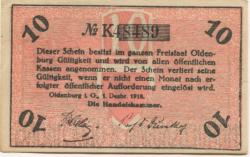 Oldenburg - Handelskammer, Moslestr. 4 - 1.12.1918 - 10 Pfennig 