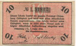 Oldenburg - Handelskammer, Moslestr. 4 - 1.12.1918 - 10 Pfennig 