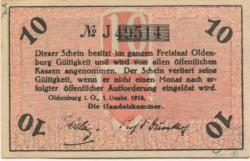 Oldenburg - Handelskammer, Moslestr. 4 - 1.12.1918 - 10 Pfennig