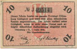 Oldenburg - Handelskammer, Moslestr. 4 - 1.12.1918 - 10 Pfennig 