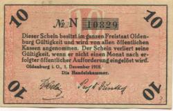 Oldenburg - Handelskammer, Moslestr. 4 - 1.12.1918 - 10 Pfennig