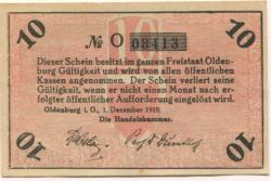 Oldenburg - Handelskammer, Moslestr. 4 - 1.12.1918 - 10 Pfennig 