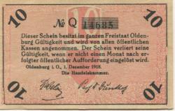Oldenburg - Handelskammer, Moslestr. 4 - 1.12.1918 - 10 Pfennig