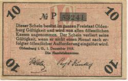 Oldenburg - Handelskammer, Moslestr. 4 - 1.12.1918 - 10 Pfennig