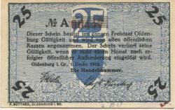 Oldenburg - Handelskammer, Moslestr. 4 - 1.12.1918 - 25 Pfennig