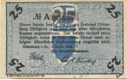 Oldenburg - Handelskammer, Moslestr. 4 - 1.12.1918 - 25 Pfennig 