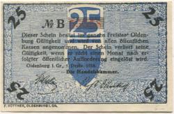 Oldenburg - Handelskammer, Moslestr. 4 - 1.12.1918 - 25 Pfennig 