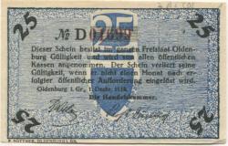 Oldenburg - Handelskammer, Moslestr. 4 - 1.12.1918 - 25 Pfennig 