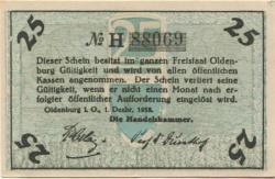 Oldenburg - Handelskammer, Moslestr. 4 - 1.12.1918 - 25 Pfennig