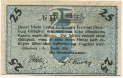 Oldenburg - Handelskammer, Moslestr. 4 - 1.12.1918 - 25 Pfennig