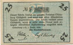 Oldenburg - Handelskammer, Moslestr. 4 - 1.12.1918 - 25 Pfennig 