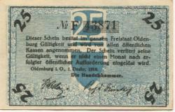 Oldenburg - Handelskammer, Moslestr. 4 - 1.12.1918 - 25 Pfennig