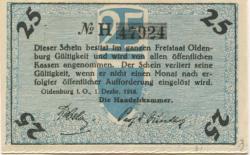 Oldenburg - Handelskammer, Moslestr. 4 - 1.12.1918 - 25 Pfennig