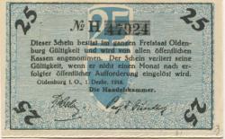 Oldenburg - Handelskammer, Moslestr. 4 - 1.12.1918 - 25 Pfennig 