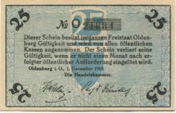 Oldenburg - Handelskammer, Moslestr. 4 - 1.12.1918 - 25 Pfennig
