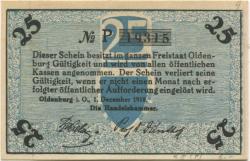 Oldenburg - Handelskammer, Moslestr. 4 - 1.12.1918 - 25 Pfennig