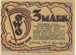 Oldenburg - Oldenburger Woche, Geschäftsausschuss - 21.5. - 31.5.1922 - 3 Mark