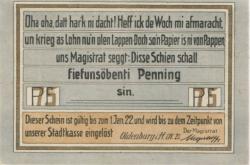 Oldenburg - Stadt - 1.4.1921 - 1.1.1922 - 75 Pfennig