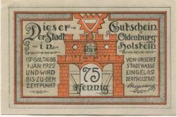 Oldenburg - Stadt - - 1.1.1922 - 75 Pfennig