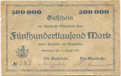 Oldisleben - Gemeinde und Sparkasse - 17,8.1923 - 500000 Mark